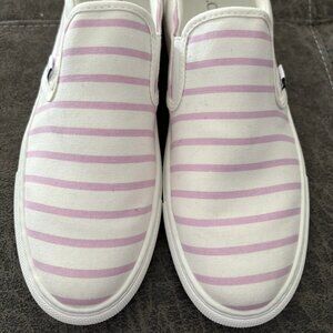 Slip on shoes JCrew size 8 white with pink stripes never worn